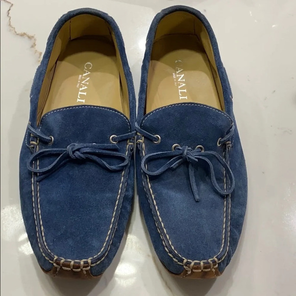 Canali Other - Canali Dress Blue Suede Leather Loafers